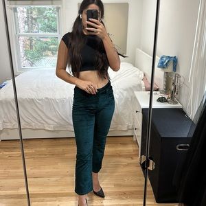 Free People Green Velvet Pants